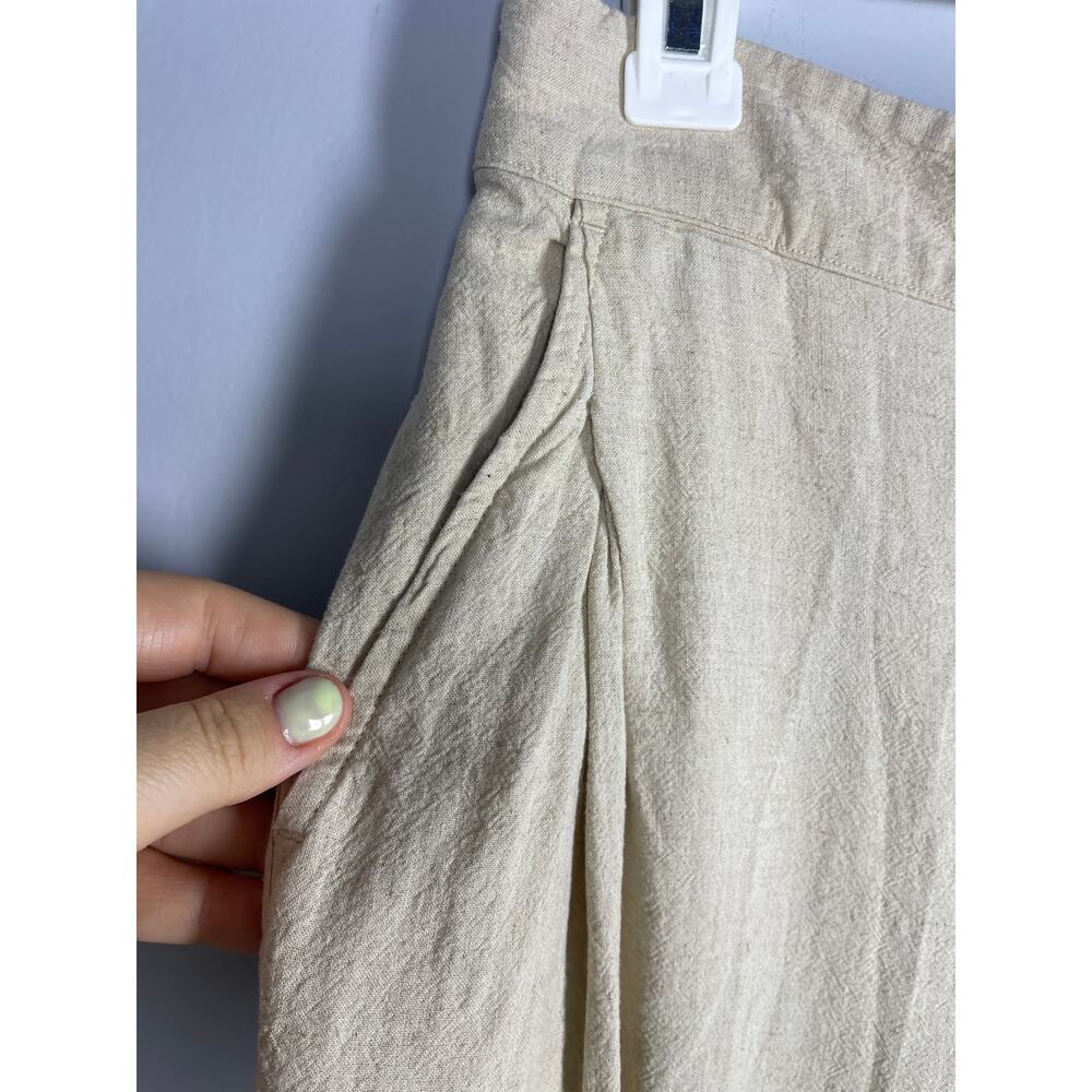 Madewell, Size 2, Pull-On Straight Crop Pant, Wide Leg, Light Tan, Linen Blend - Picture 3 of 8